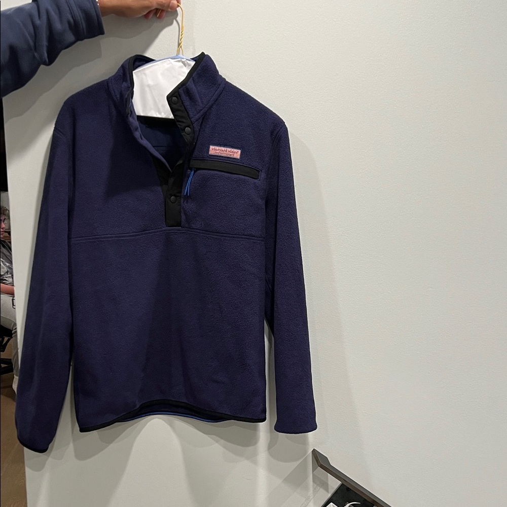Vineyard Vines XS Navy Blue Harbor Fleece Quarter-Snap